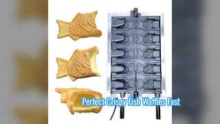 Máquina comercial de waffle em formato de peixe para seu café