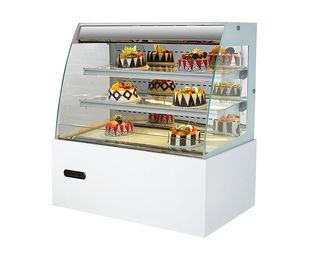 Refrigeradores de vidro horizontais curvados da sobremesa da vitrina do bolo para o supermercado