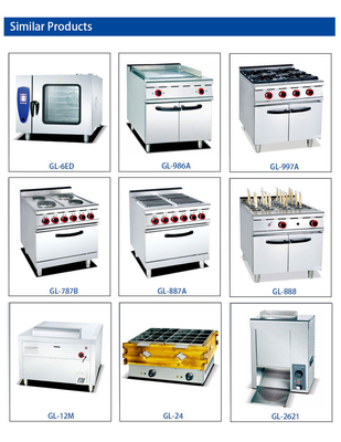 Equipamento de cozinha de restaurante profissional a gás, em aço inoxidável