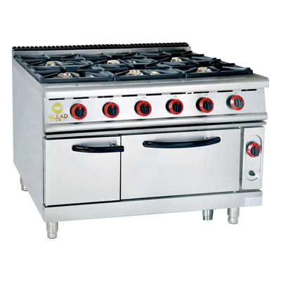 Eficiência Gas range cozinha comercial Cozinha 6 queimador Equipamento de restaurante pesado NG/GPL