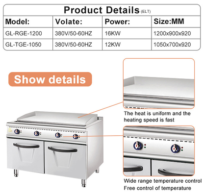Equipamento de cozinha para restaurantes a gás de aço inoxidável GL-RG-1200 Modelo com ligação de gás R13/4