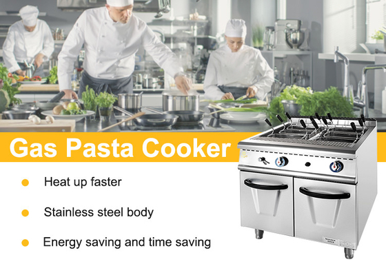 Equipamento de cozinha de fast food de grande capacidade para consumo de gás GLP/GNL 1.58/2.28KgGasPastaCookerWithCabinet/h