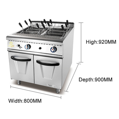 Equipamento de cozinha de fast food de grande capacidade para consumo de gás GLP/GNL 1.58/2.28KgGasPastaCookerWithCabinet/h