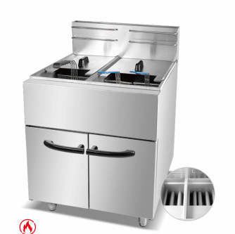 Fritadora a gás com 2 queimadores 30kg 11,2kw Equipamento de cozinha Equipamento de cozinha comercial 220V Voltagem