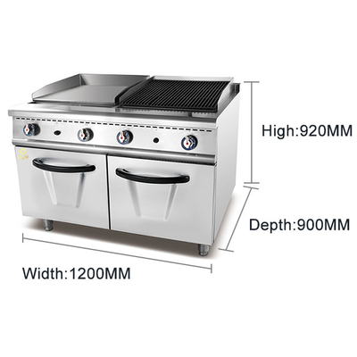 GL-RG RH Equipamento de cozinha de restaurante a gás para preparação de alimentos em larga escala Grelha a gás + grelha de rocha de lava com armário