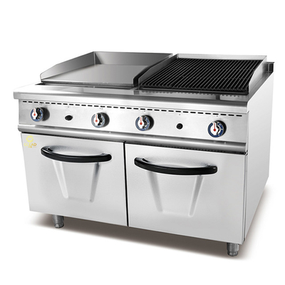 GL-RG RH Equipamento de cozinha de restaurante a gás para preparação de alimentos em larga escala Grelha a gás + grelha de rocha de lava com armário