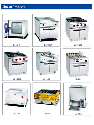Grelha de gás de aço inoxidável de 126 kg com cabine de ligação GLP/GNL R13/4 Modelo de eficiência GL RH