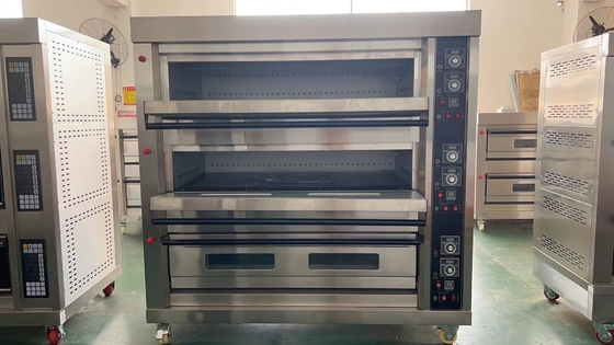 Forno comercial de gás 9 bandejas Capacidade 380kg Equipamento pesado de cozinha