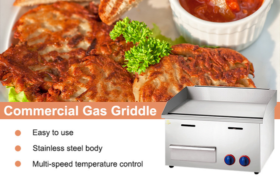 Equipamento de cozinha de grelha a gás com pressão de 2800Pa Grande placa de grelha 11,7kw Potência