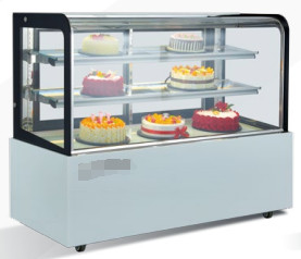 Equipamento de refrigeração de vitrine de bolo industrial com base de mármore e 2 prateleiras