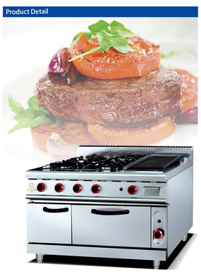GH-999A Gas Range com 4 queimadores Lava Rock Grill Forno para cozinhar profissional