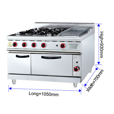 Power Gas Range GH-999A 27Kw Equipamento de cozinha comercial com Rock Grill e Forno 205kg peso
