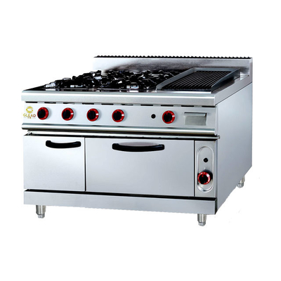 Power Gas Range GH-999A 27Kw Equipamento de cozinha comercial com Rock Grill e Forno 205kg peso