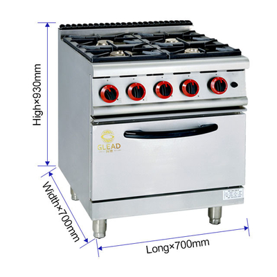 20.8Kw de gama de gás com forno de 4 queimadores para eficiência da cozinha do restaurante