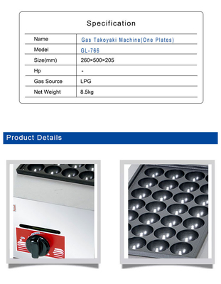 Grelha de ovos de codorna a gás com peso líquido de 6,6 kg e GPL 2800Pa Equipamento de cozinha de cozinha elegante