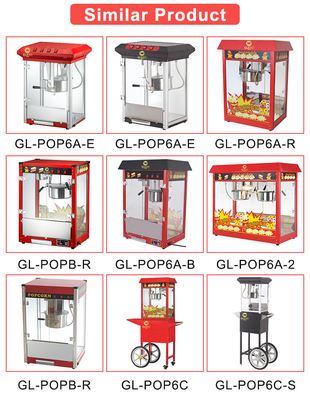 Máquina de pipoca comercial 1.5KW Potência para equipamento de cozinha de cozinha comercial