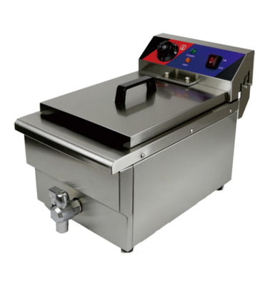 Fritadora de restaurante de aço inoxidável com 1 tanque 0-200°C Controle de temperatura Finalização prateada