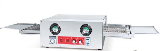 Equipamento de cozinha Forno de pizza de transporte elétrico de prata com painel de controle digital