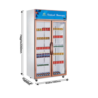 Refrigerador de exibição de bebidas de aço inoxidável comercial 1300L Volume 220-240v Voltagem 0~10 Temperatura