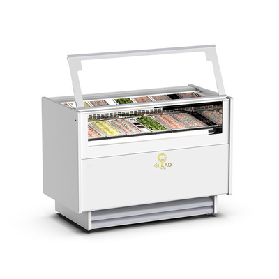 1050W Vitrine de gelado ventilado Unidade de refrigeração com 6 frigoríficos italianos