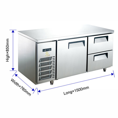 Refrigerador de mesa de trabalho de restaurante elétrico de aço inoxidável 0C a 5C Eficiência de arrefecimento