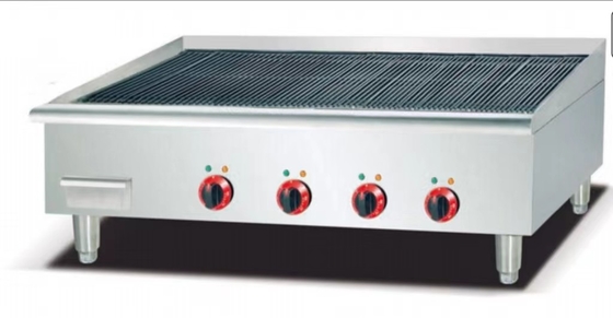 Grelha de rocha de lava de ferro 220V-240V com painel de controle digital prateado e branco