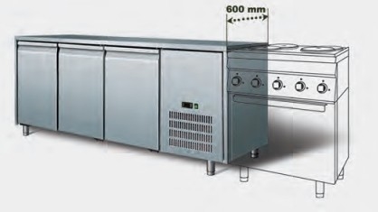 SS304 Equipamento de refrigeração industrial de arrefecimento por ar para frigorífico de mesa de trabalho de 3 portas