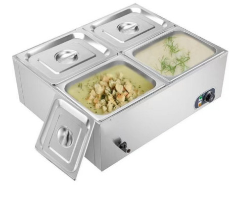 Bain Marie de prata elétrica para cozinhar em restaurantes Faixa de temperatura 0°C a 100°C