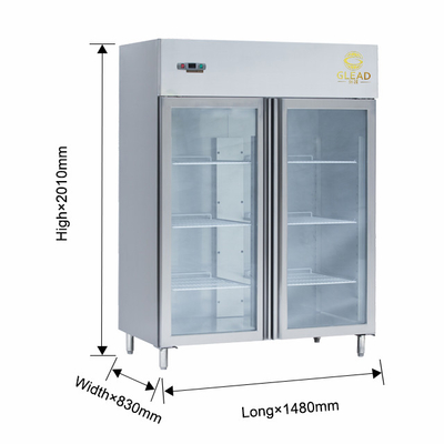 GN1/1 Equipamento de refrigeração vertical com frigorífico de tamanho grande, operando a -14 ~ 18 °C para armazenagem de grandes volumes