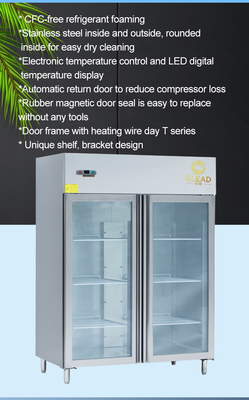 GN1/1 Equipamento de refrigeração vertical com frigorífico de tamanho grande, operando a -14 ~ 18 °C para armazenagem de grandes volumes