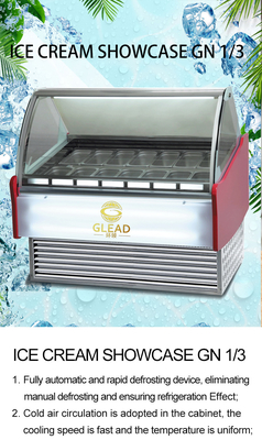 2200W 6PAN PCS Industrial Refrigeration Ice Cream Showcase para -18~-22C Temperatura