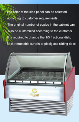 2200W 6PAN PCS Industrial Refrigeration Ice Cream Showcase para -18~-22C Temperatura
