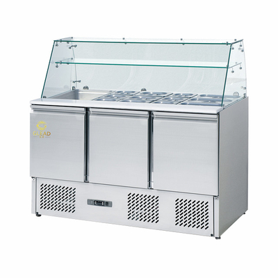 Refrigerador de três portas de aço inoxidável 220-240V Unidade de refrigeração GN1/3 para faixa de temperatura 2-8.C