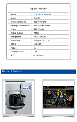 Equipamento de refrigeração industrial com 700 W de potência nominal de 100 a 150 xícaras/h e função de pré-refrigeração.