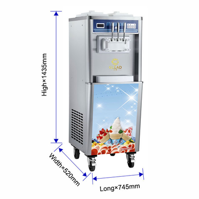 Máquina de fabricação de sorvete comercial 2.6kW R22/R404A Refrigerantes 2x1.8L2x2.1L Capacidade 330-420 xícaras/hora