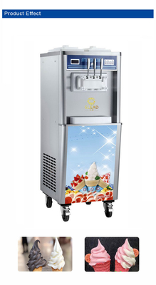 Capacidade Máquina de sorvete macio com 20-25kg/h Produção 28-36L/h Produção 330-420 xícaras/h