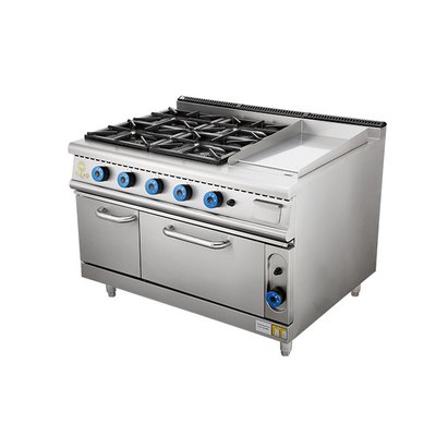 Forno de gás comercial de aço inoxidável com 4 camadas e forno de gás natural/gás liquefeito com 150 kg de peso
