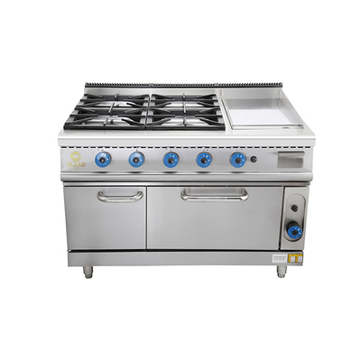 Forno de gás comercial de aço inoxidável com 4 camadas e forno de gás natural/gás liquefeito com 150 kg de peso