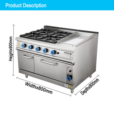 Forno de gás comercial de aço inoxidável com 4 camadas e forno de gás natural/gás liquefeito com 150 kg de peso