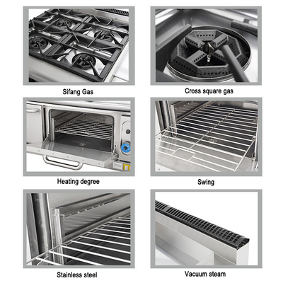 Forno de gás comercial de aço inoxidável com 4 camadas e forno de gás natural/gás liquefeito com 150 kg de peso