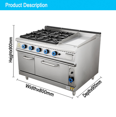 Hotel Gas 4 Range Stove com forno SS304 GLP / gás natural Tipo para uso comercial