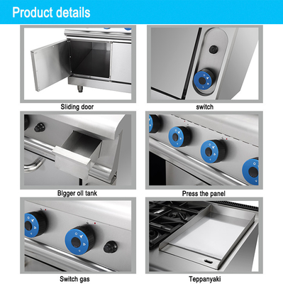 Hotel Gas 4 Range Stove com forno SS304 GLP / gás natural Tipo para uso comercial