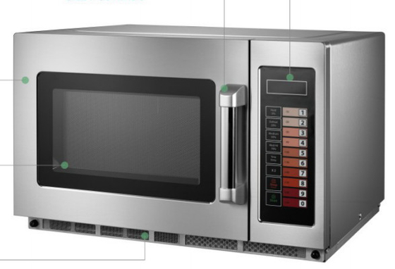 Forno de microondas preto/branco de 25L para cozinhar a temperatura 0-200C com controlo de toque por membrana