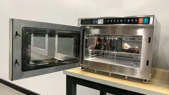 Forno de microondas preto/branco de 25L para cozinhar a temperatura 0-200C com controlo de toque por membrana