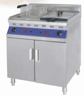 Equipamento de fritura elétrico profissional de aço inoxidável para preparação de alimentos sem esforço em prata clássica