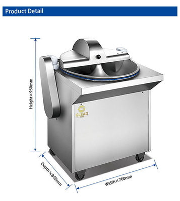1.5KW Silent Belt Driven Bowl Cutter para preparação de alimentos de hotel de 300 kg/h