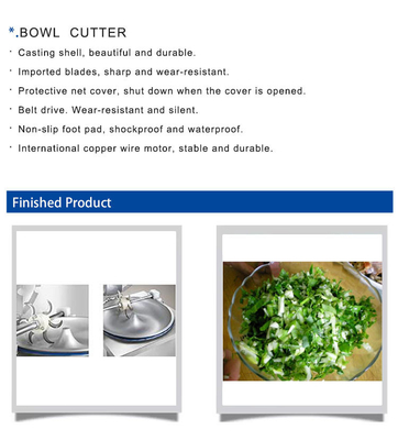 1.5KW Silent Belt Driven Bowl Cutter para preparação de alimentos de hotel de 300 kg/h