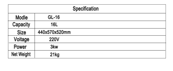 Forno de frango frito 16L Equipamento elétrico comercial de 3 kW