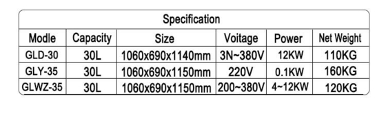 12 Kw Quintal mecânico de dupla utilização Forno a gás 30L Capacidade 0,48 kg/h Consumo de gás Para hotéis Restaurantes