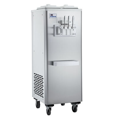 Commercial Movable Vertical Silver Stainless Steel Frozen Yogurt Maker Equipped With Plastic Hopper Cover For Snack Shop
